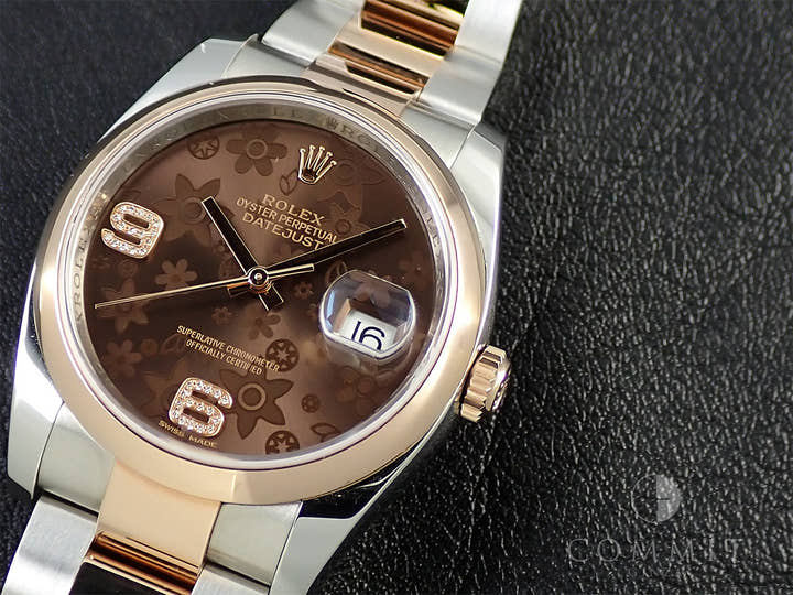 ロレックス デイトジャスト36 Ref.116201 ステンレススチール/エバーローズゴールド チョコレートフラワー文字盤