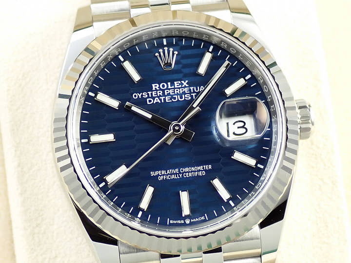 ロレックス デイトジャスト36 Ref.126234 ステンレススチール/ホワイトゴールド ブルー文字盤 ジュビリーブレスレット 美品 28Y6Z31A