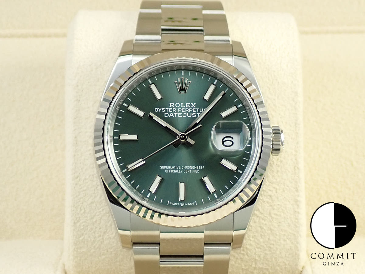 ロレックス デイトジャスト36 Ref.126234 ステンレススチール/ホワイトゴールド ミントグリーン文字盤 オイスターブレスレット