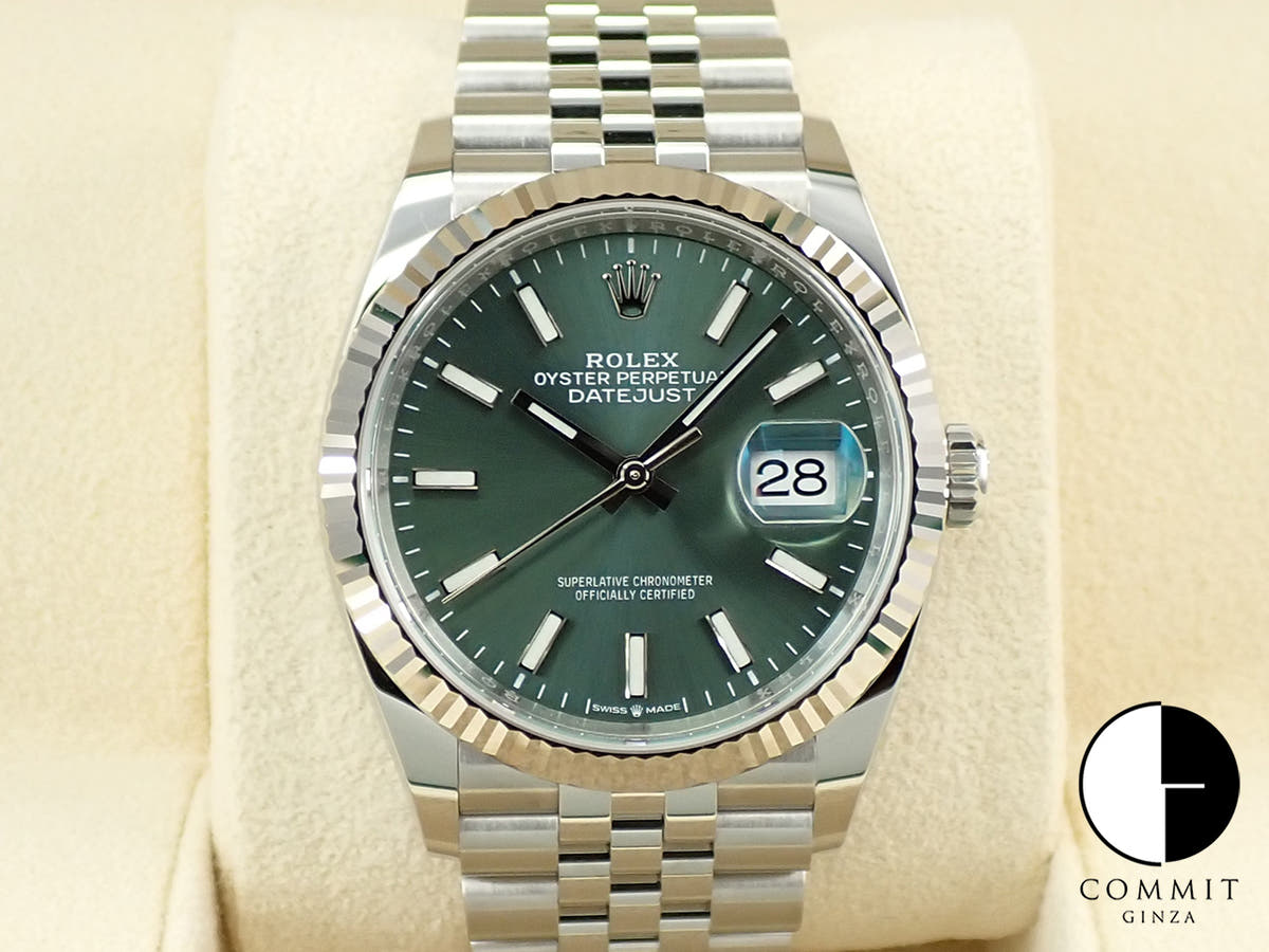 ロレックス デイトジャスト36 Ref.126234 ステンレススチール/ホワイトゴールド ミントグリーン文字盤 ジュビリーブレスレット 未使用 S1ULVPJH