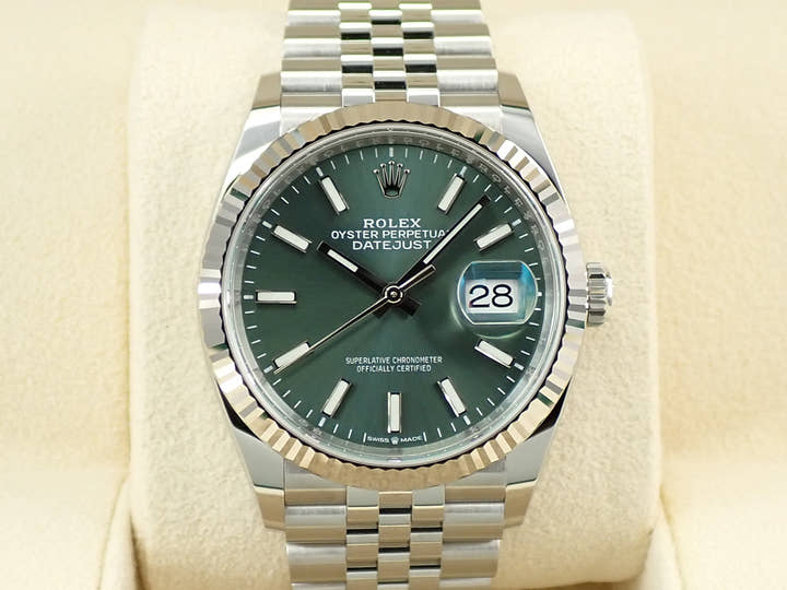 ロレックス デイトジャスト36 Ref.126234 ステンレススチール/ホワイトゴールド ミントグリーン文字盤 ジュビリーブレスレット 未使用 S1ULVPJH