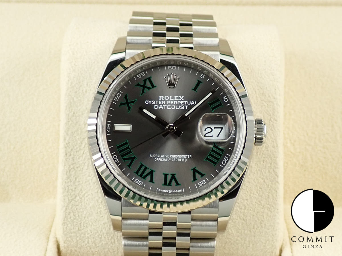 ロレックス デイトジャスト36 Ref.126234 ステンレススチール/ホワイトゴールド スレートローマン文字盤 ジュビリーブレスレット 美品 10PVXCVL