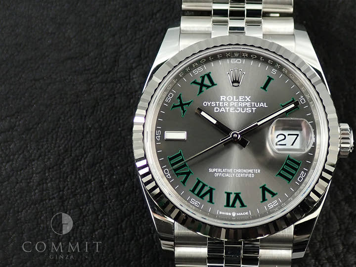 ロレックス デイトジャスト36 Ref.126234 ステンレススチール/ホワイトゴールド スレートローマン文字盤 ジュビリーブレスレット 美品 10PVXCVL