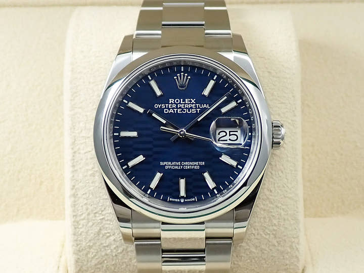 ロレックス デイトジャスト36 Ref.126200 ステンレススチール ブルー フルーテッドモチーフ文字盤 オイスターブレスレット 未使用 18454X60