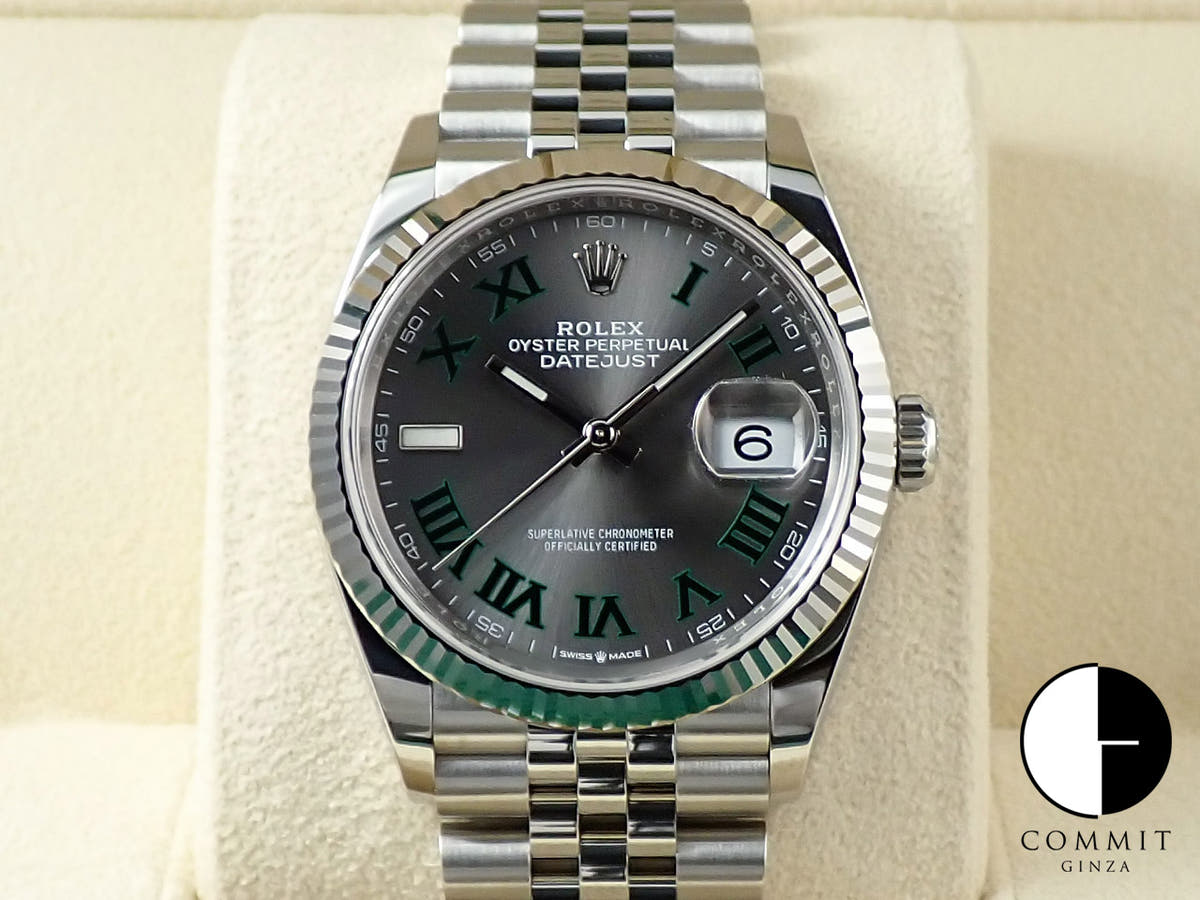 ロレックス デイトジャスト36 Ref.126234 ステンレススチール/ホワイトゴールド スレートローマン文字盤 ジュビリーブレスレット 未使用 P1J25385