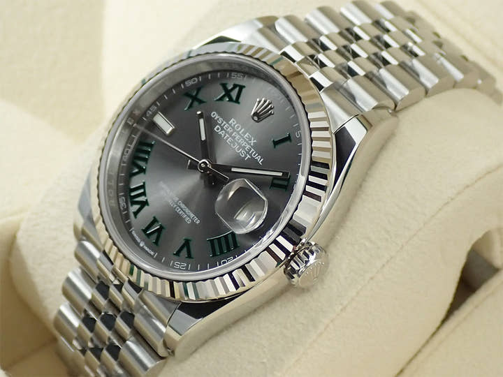 ロレックス デイトジャスト36 Ref.126234 ステンレススチール/ホワイトゴールド スレートローマン文字盤 ジュビリーブレスレット 未使用 P1J25385