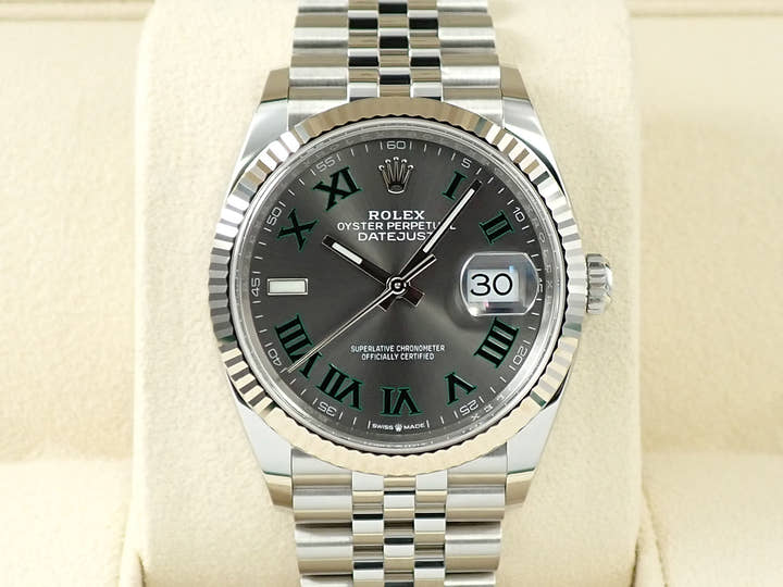 ロレックス デイトジャスト36 Ref.126234 ステンレススチール/ホワイトゴールド スレートローマン文字盤 ジュビリーブレスレット 未使用 837VMTTZ