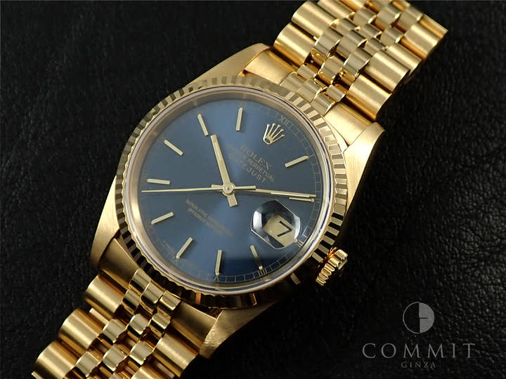 ロレックス デイトジャスト36 Ref.16238 イエローゴールド ブルー文字盤 ジュビリーブレスレット