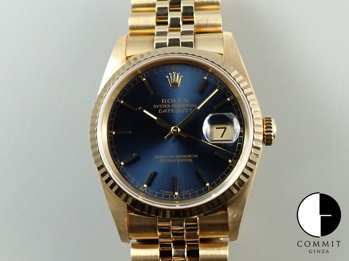ロレックス デイトジャスト36 Ref.16238 イエローゴールド ブルー文字盤 ジュビリーブレスレット