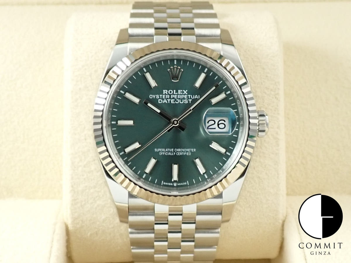 ロレックス デイトジャスト36 Ref.126234 ステンレススチール/ホワイトゴールド ミントグリーン文字盤 ジュビリーブレスレット 未使用 6VLCZWXF