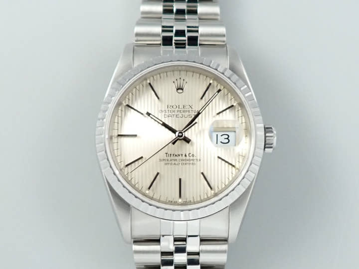 Rolex Datejust Ref. 16220 Stainless Steel Silver Tapestry Dial Jubilee Bracelet