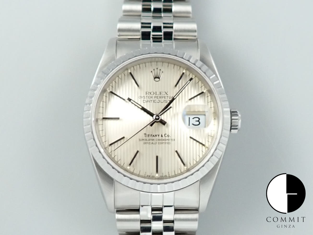 Rolex Datejust Ref. 16220 Stainless Steel Silver Tapestry Dial Jubilee Bracelet