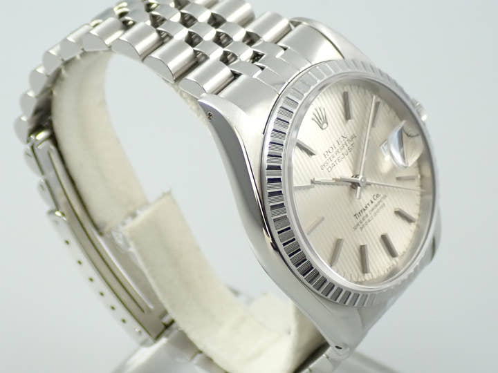 Rolex Datejust Ref. 16220 Stainless Steel Silver Tapestry Dial Jubilee Bracelet