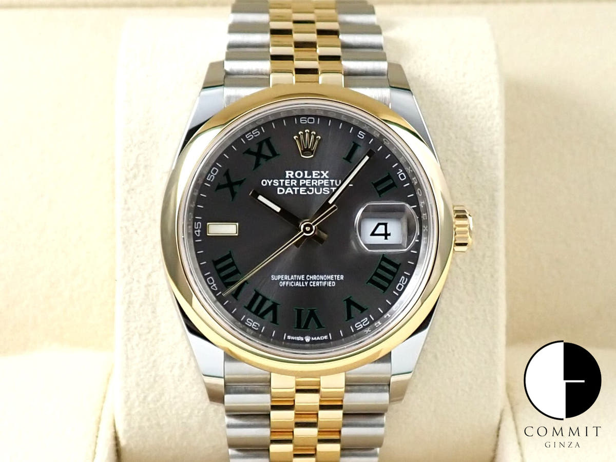 ロレックス デイトジャスト36 Ref.126203 ステンレススチール/イエローゴールド スレートローマン文字盤 ジュビリーブレスレット 中古 Y8TS2TLF