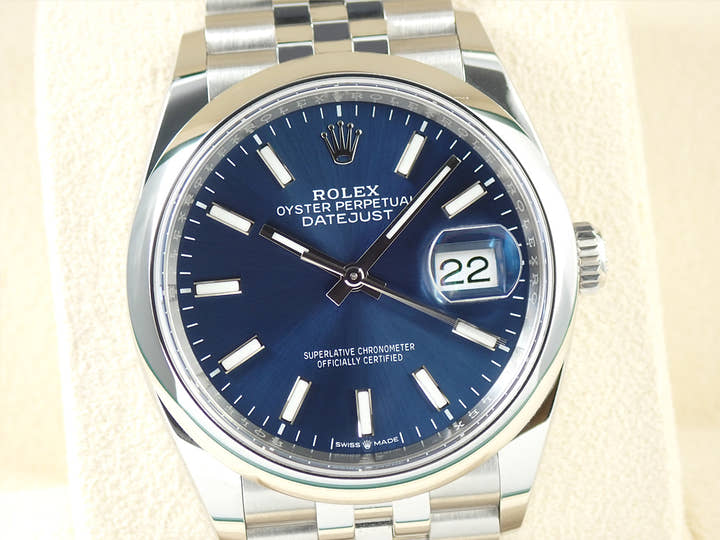 Rolex Datejust 36 Ref. 126200 Stainless Steel Bright Blue Dial Jubilee Bracelet