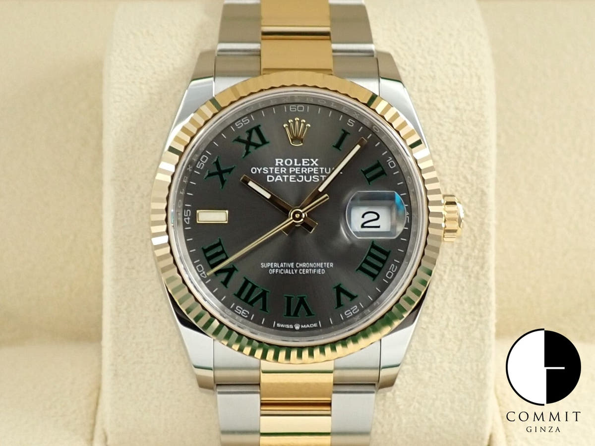 ロレックス デイトジャスト36 Ref.126233 ステンレススチール/イエローゴールド スレートローマン文字盤 オイスターブレスレット