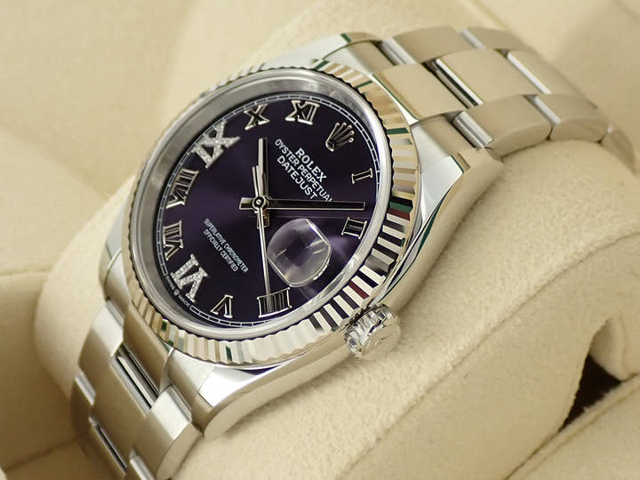 Rolex Datejust 36 Ref. 126234 Stainless Steel/White Gold Aubergine Dial Oyster Bracelet