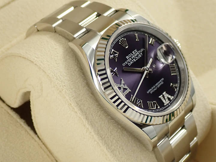 Rolex Datejust 36 Ref. 126234 Stainless Steel/White Gold Aubergine Dial Oyster Bracelet