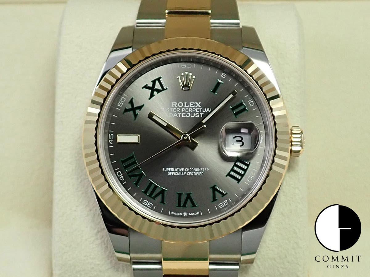 ロレックス デイトジャスト41 Ref.126333 ステンレススチール/イエローゴールド スレートローマン文字盤 オイスターブレスレット