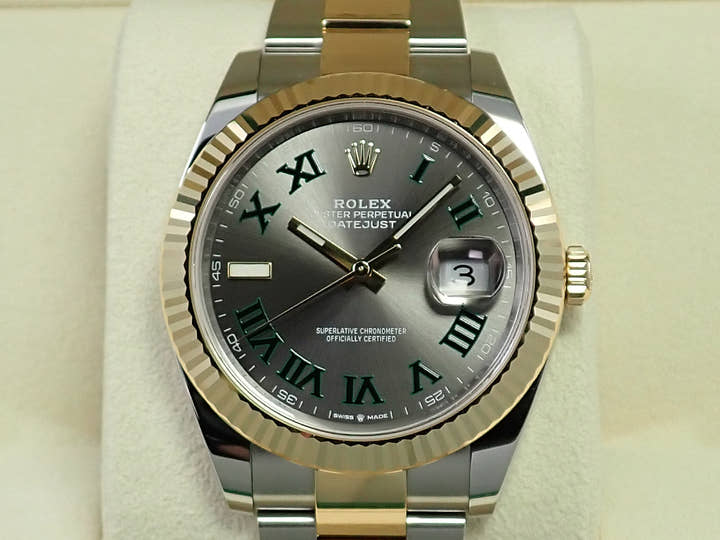 ロレックス デイトジャスト41 Ref.126333 ステンレススチール/イエローゴールド スレートローマン文字盤 オイスターブレスレット