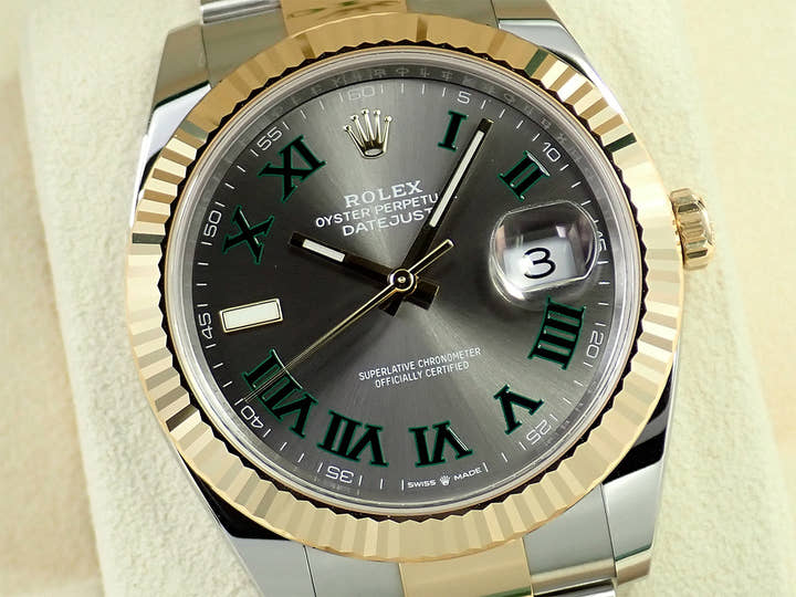 ロレックス デイトジャスト41 Ref.126333 ステンレススチール/イエローゴールド スレートローマン文字盤 オイスターブレスレット