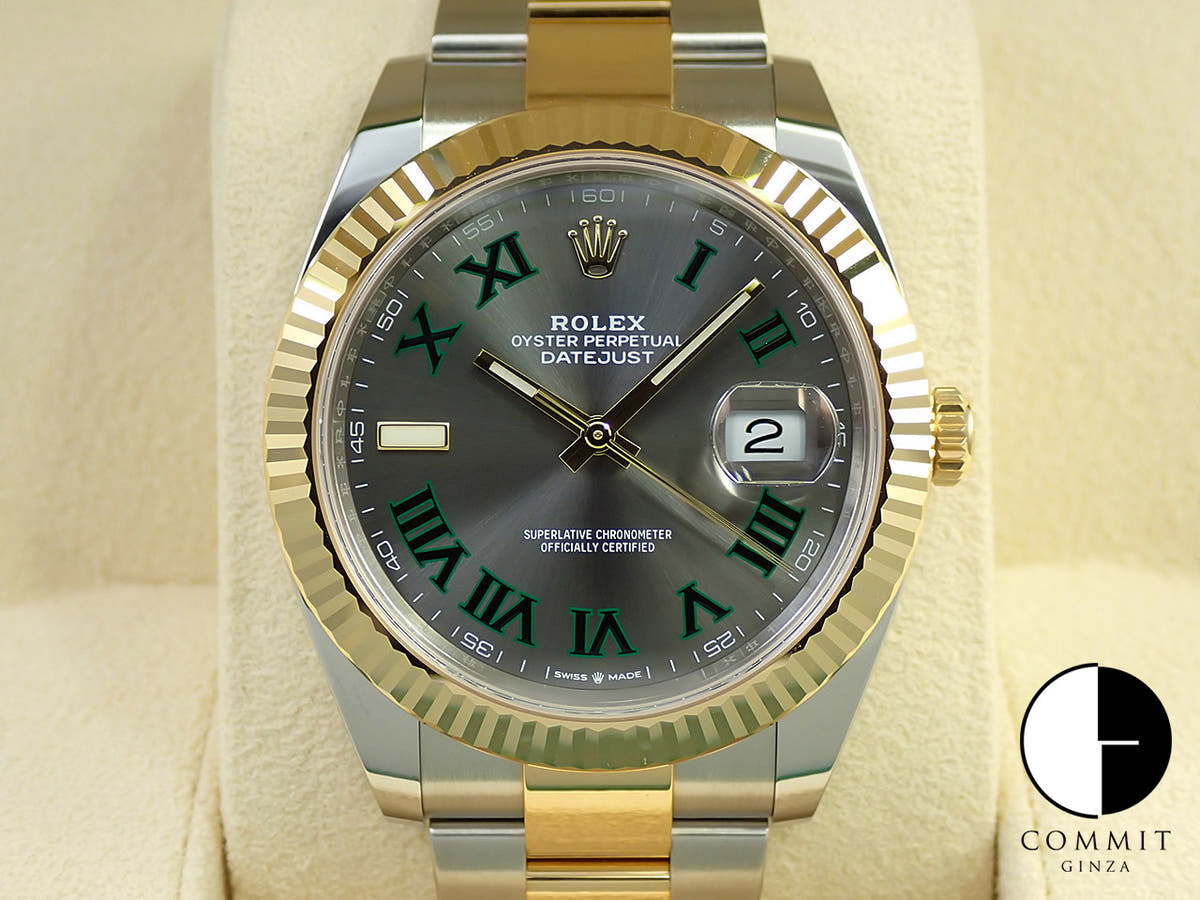 ロレックス デイトジャスト41 Ref.126333 ステンレススチール/イエローゴールド スレートローマン文字盤 オイスターブレスレット