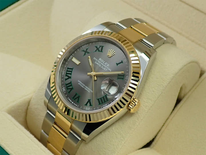 ロレックス デイトジャスト41 Ref.126333 ステンレススチール/イエローゴールド スレートローマン文字盤 オイスターブレスレット