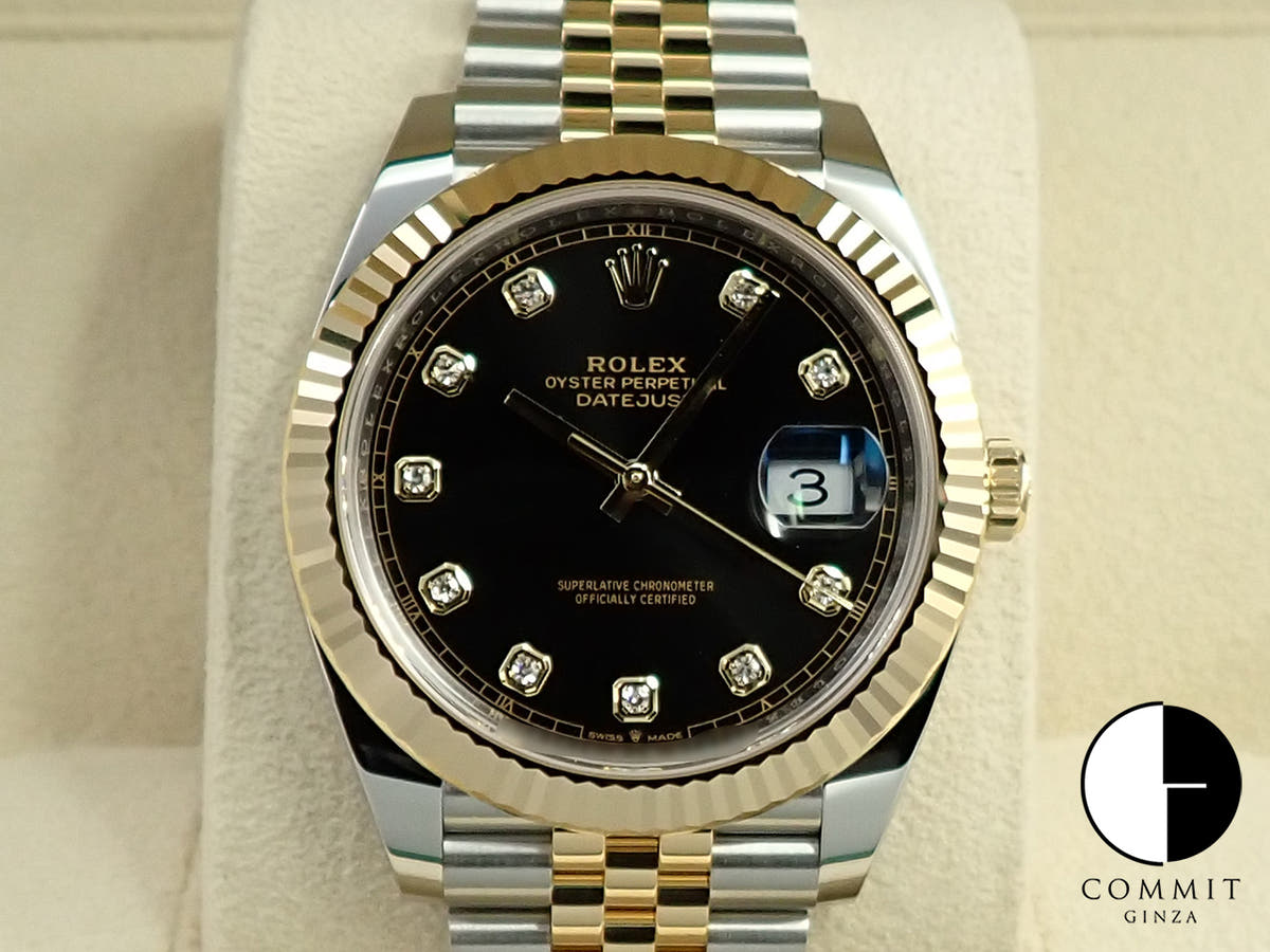 ROLEX Datejust 41 Ref. 126333G Stainless Steel/Yellow Gold Bright Black 8P Diamond Dial Jubilee Bracelet Unused S5KV8W91