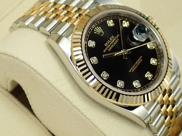 ROLEX Datejust 41 Ref. 126333G Stainless Steel/Yellow Gold Bright Black 8P Diamond Dial Jubilee Bracelet Unused S5KV8W91