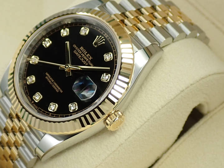 ROLEX Datejust 41 Ref. 126333G Stainless Steel/Yellow Gold Bright Black 8P Diamond Dial Jubilee Bracelet Unused S5KV8W91