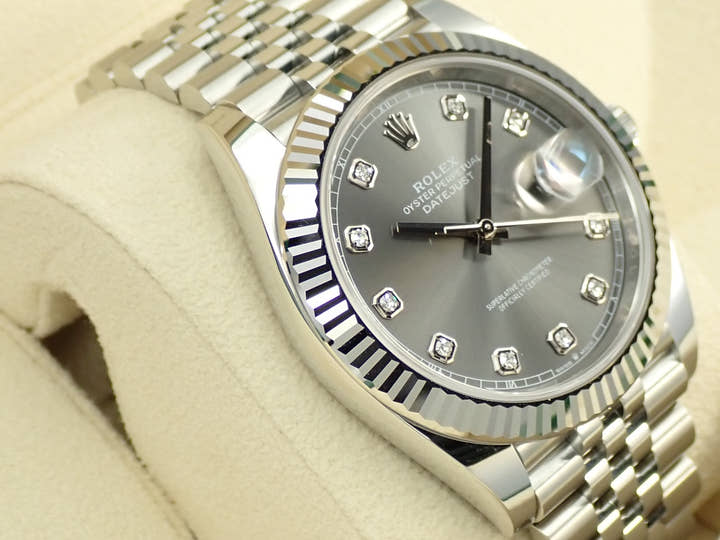 ロレックス デイトジャスト41 Ref.126334 ステンレススチール/ホワイトゴールド スレートx10Pダイヤ文字盤 ジュビリーブレスレット