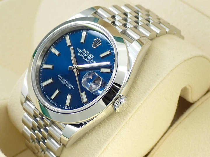 ロレックス デイトジャスト41 Ref.126300 ステンレススチール ブライトブルー文字盤 ジュビリーブレスレット 中古 H553T598