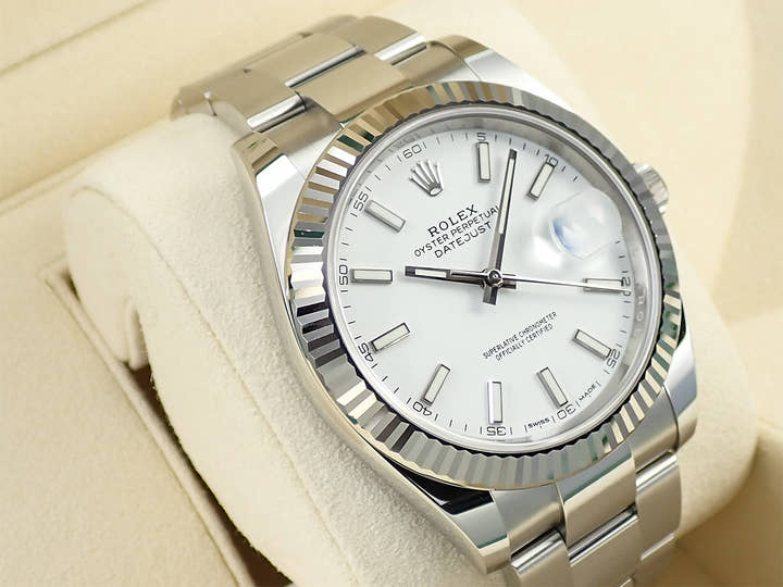 ロレックス デイトジャスト41 Ref.126334 ステンレススチール/ホワイトゴールド ホワイトローマン文字盤 オイスターブレスレット