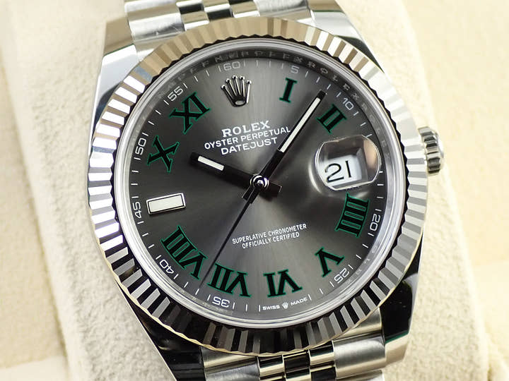 ロレックス デイトジャスト41 Ref.126334 ステンレススチール/ホワイトゴールド スレートローマン文字盤 ジュビリーブレスレット 未使用 72F0P5V4