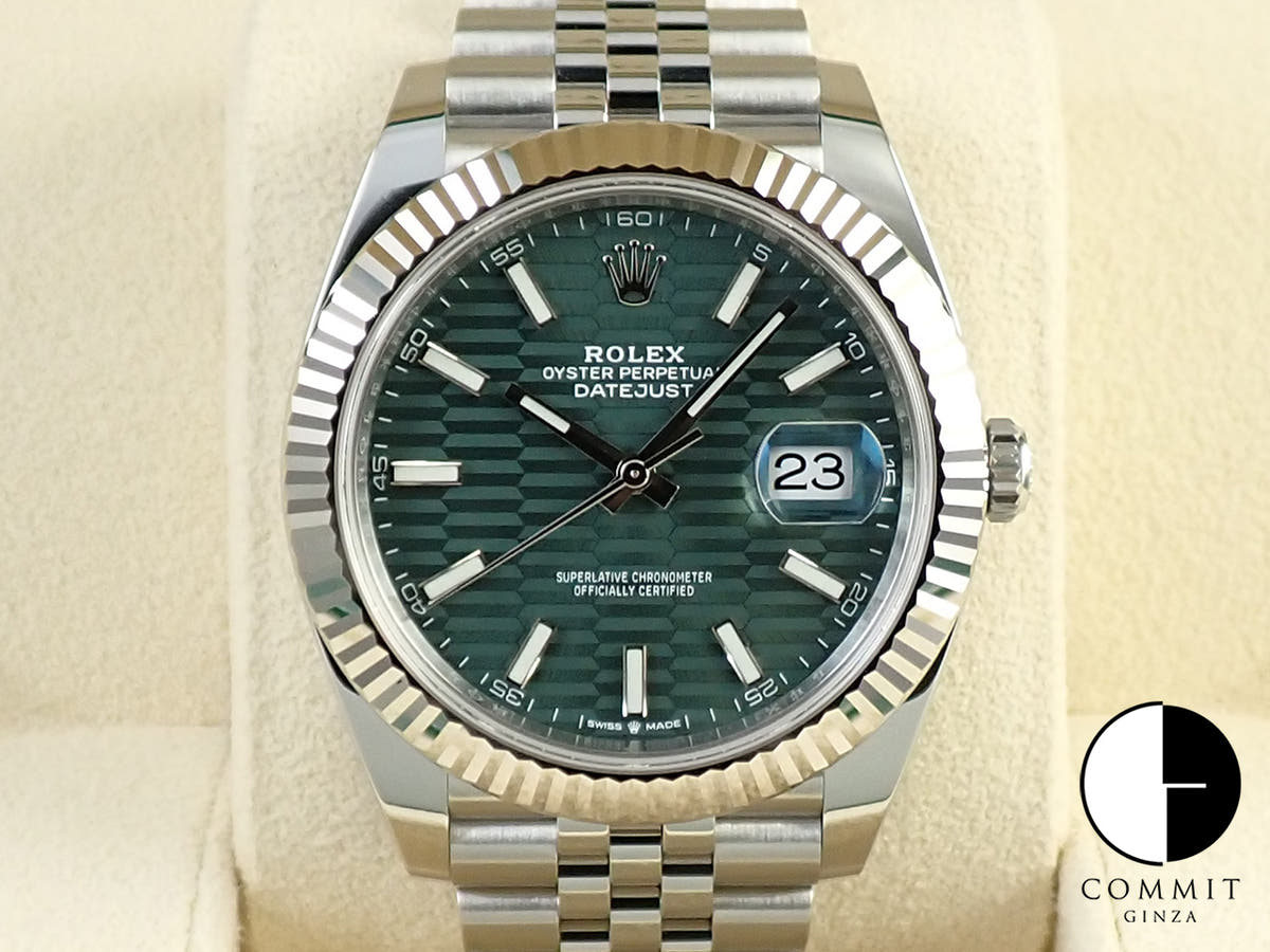 ロレックス デイトジャスト41 Ref.126334 ステンレススチール/ホワイトゴールド ミントグリーン文字盤 ジュビリーブレスレット