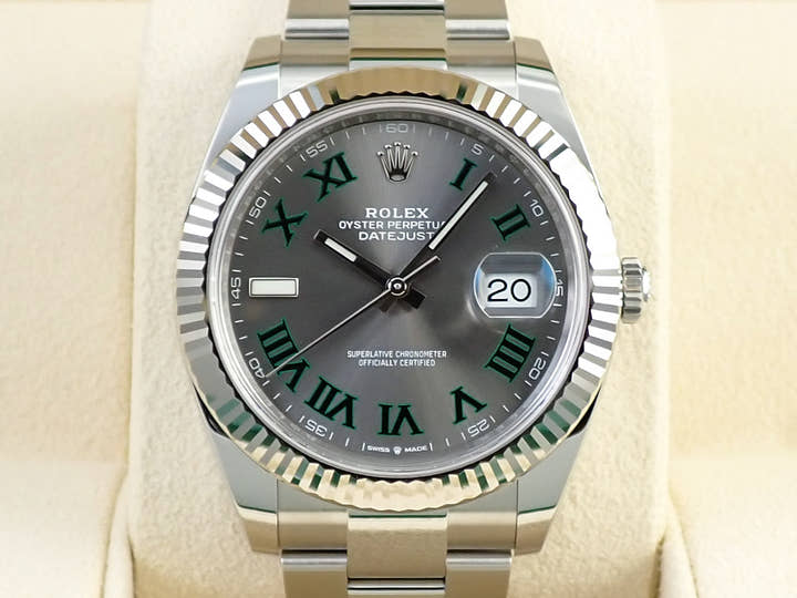 ロレックス デイトジャスト41 Ref.126334 ステンレススチール/ホワイトゴールド スレートローマン文字盤 オイスターブレスレット