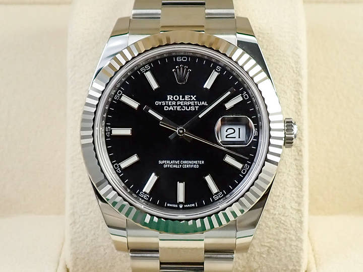 ロレックス デイトジャスト41 Ref.126334 ステンレススチール/ホワイトゴールド ブラック文字盤 オイスターブレスレット