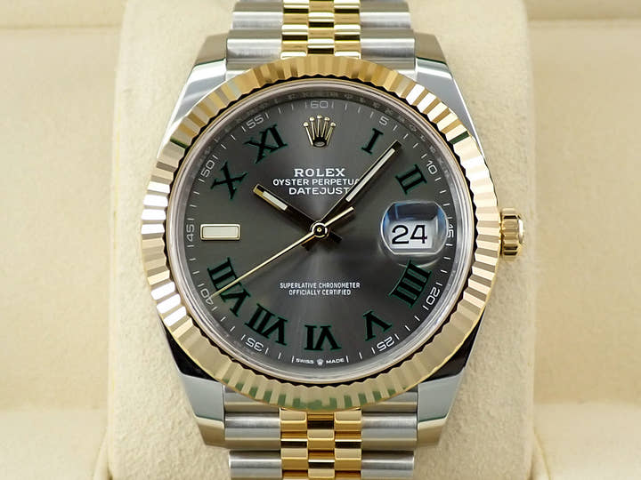 ロレックス デイトジャスト41 Ref.126333 ステンレススチール/イエローゴールド スレートローマン文字盤 ジュビリーブレスレット 中古 7LA29LWA