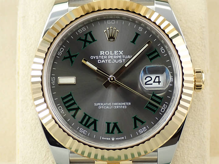 ロレックス デイトジャスト41 Ref.126333 ステンレススチール/イエローゴールド スレートローマン文字盤 ジュビリーブレスレット 中古 7LA29LWA