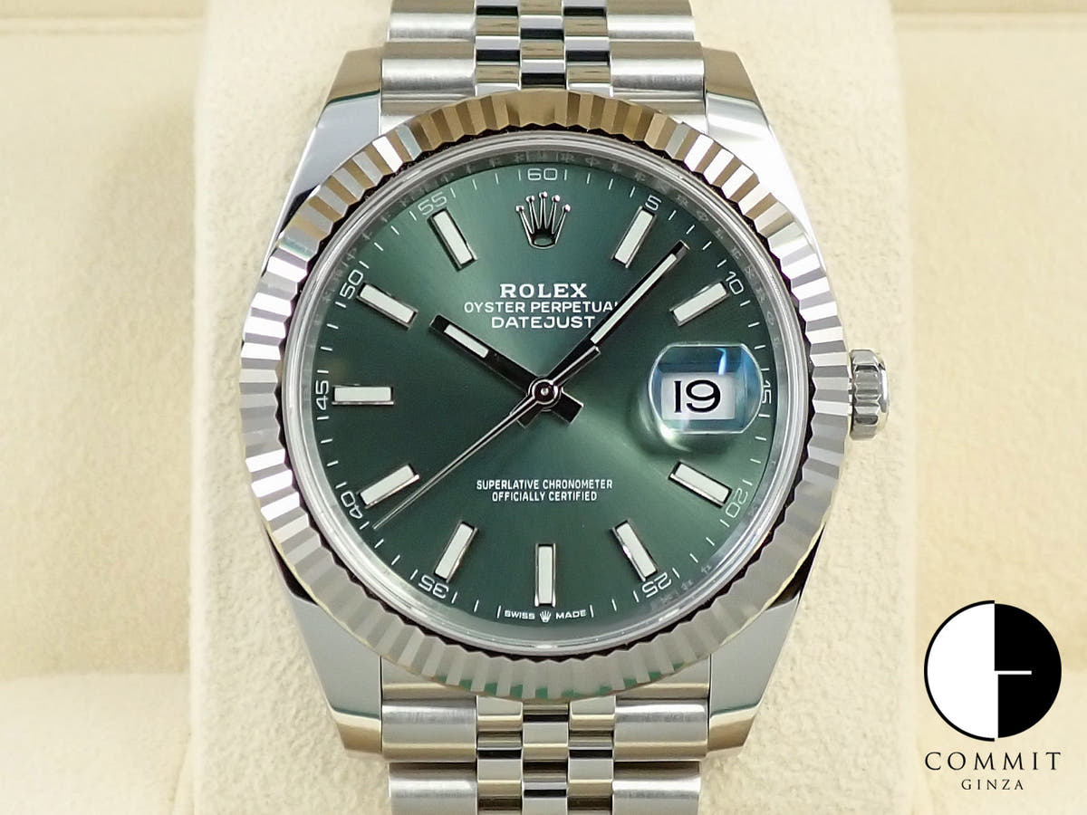 Rolex Datejust 41 Ref. 126334 Stainless Steel/White Gold Mint Green Dial Jubilee Bracelet