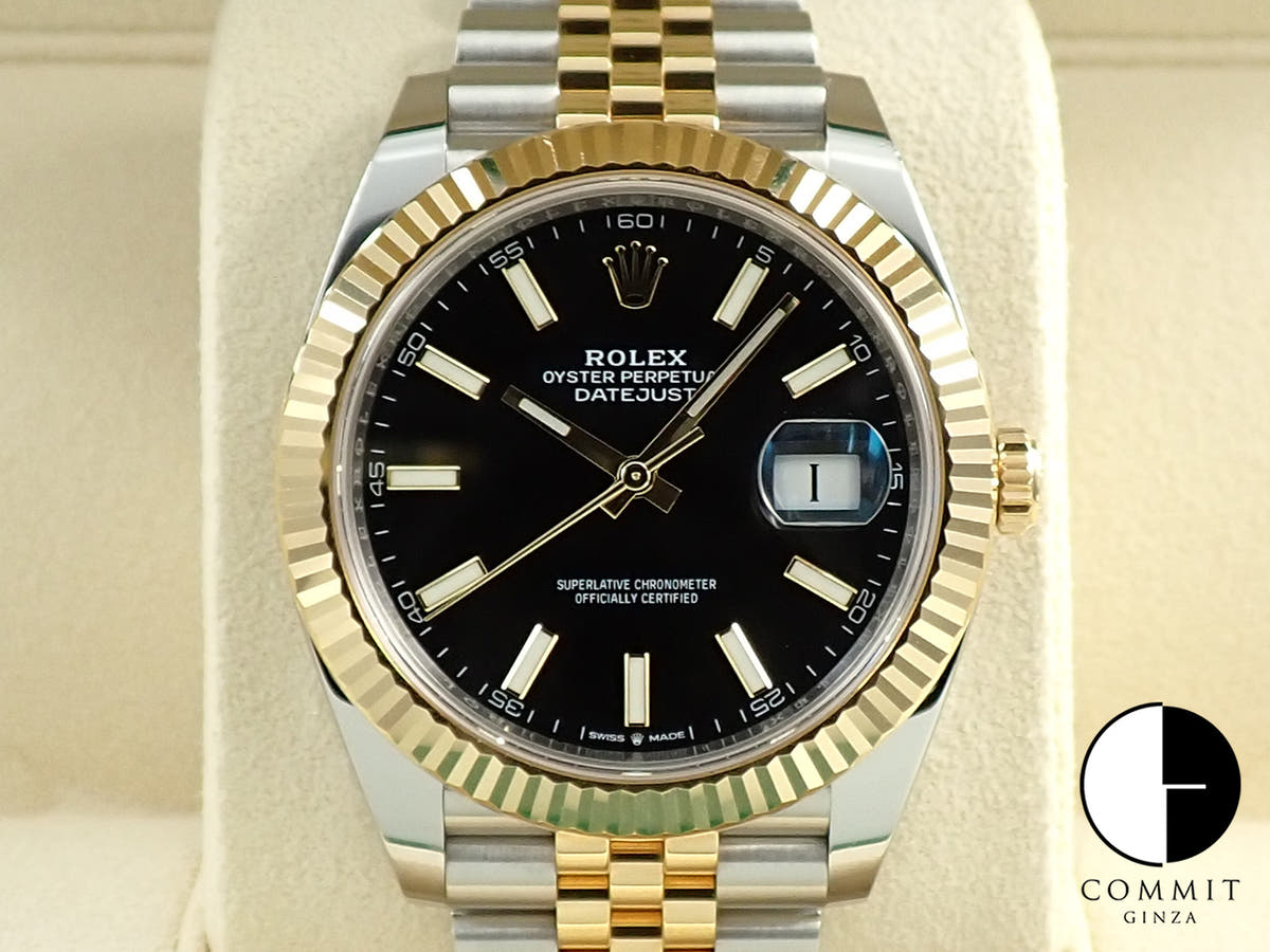 ロレックス デイトジャスト41 Ref.126333 ステンレススチール/イエローゴールド ブラック文字盤 ジュビリーブレスレット 中古 ZXLH9Z6H