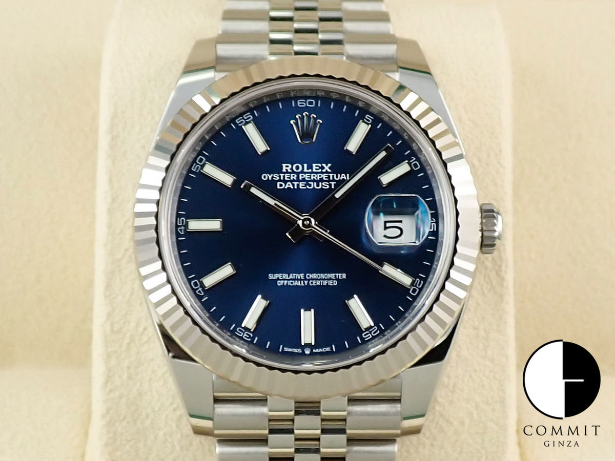 ロレックス デイトジャスト41 Ref.126334 ステンレススチール/ホワイトゴールド ブライトブルー文字盤 ジュビリーブレスレット