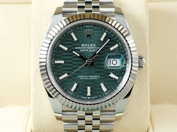 ロレックス デイトジャスト41 Ref.126334 ステンレススチール/ホワイトゴールド ミントグリーン文字盤 ジュビリーブレスレット