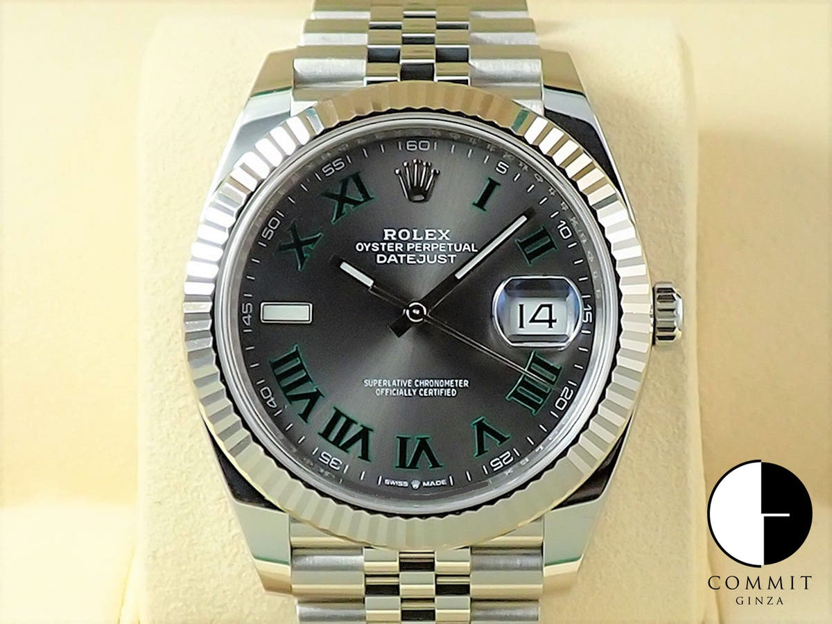 ロレックス デイトジャスト41 Ref.126334 ステンレススチール/ホワイトゴールド スレートローマン文字盤 ジュビリーブレスレット 中古 1H1S1U24