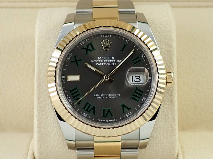 ロレックス デイトジャスト41 Ref.126333 ステンレススチール/イエローゴールド スレートローマン文字盤 オイスターブレスレット