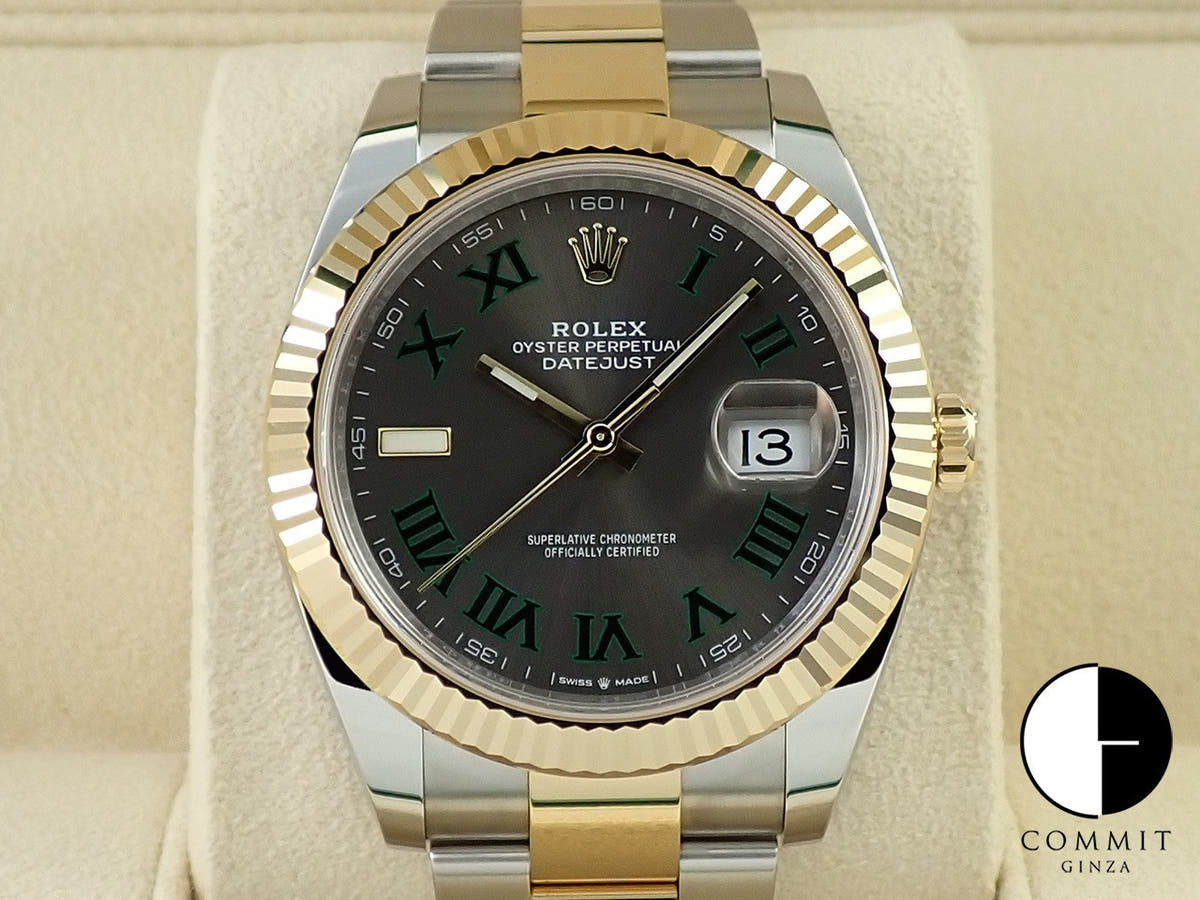 ロレックス デイトジャスト41 Ref.126333 ステンレススチール/イエローゴールド スレートローマン文字盤 オイスターブレスレット