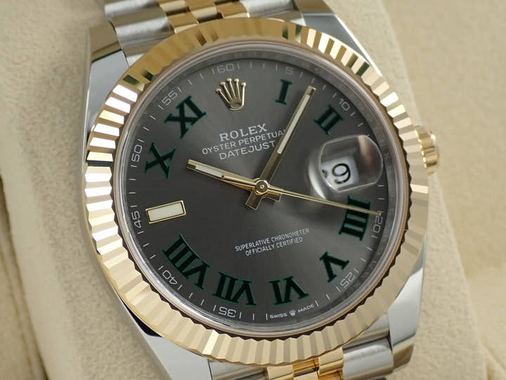 ロレックス デイトジャスト41 Ref.126333 ステンレススチール/イエローゴールド スレートローマン文字盤 ジュビリーブレスレット 未使用 3FAPU089