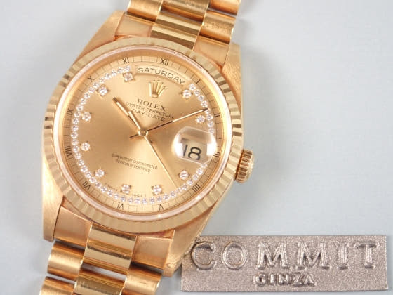 ロレックス デイデイト Ref.18238 シャンパン ミリヤード ダイヤ文字盤 中古 day-date-13