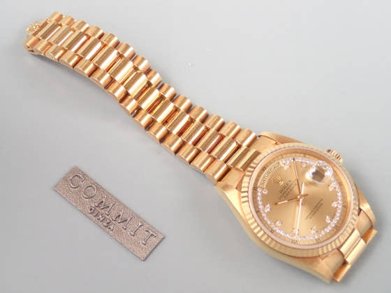 ロレックス デイデイト Ref.18238 シャンパン ミリヤード ダイヤ文字盤 中古 day-date-13