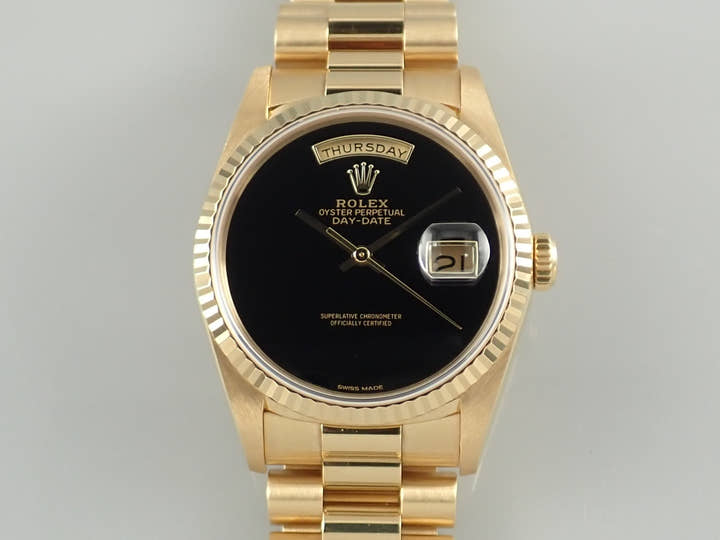 ロレックス デイデイト36 Ref.18238 イエローゴールド オニキス文字盤